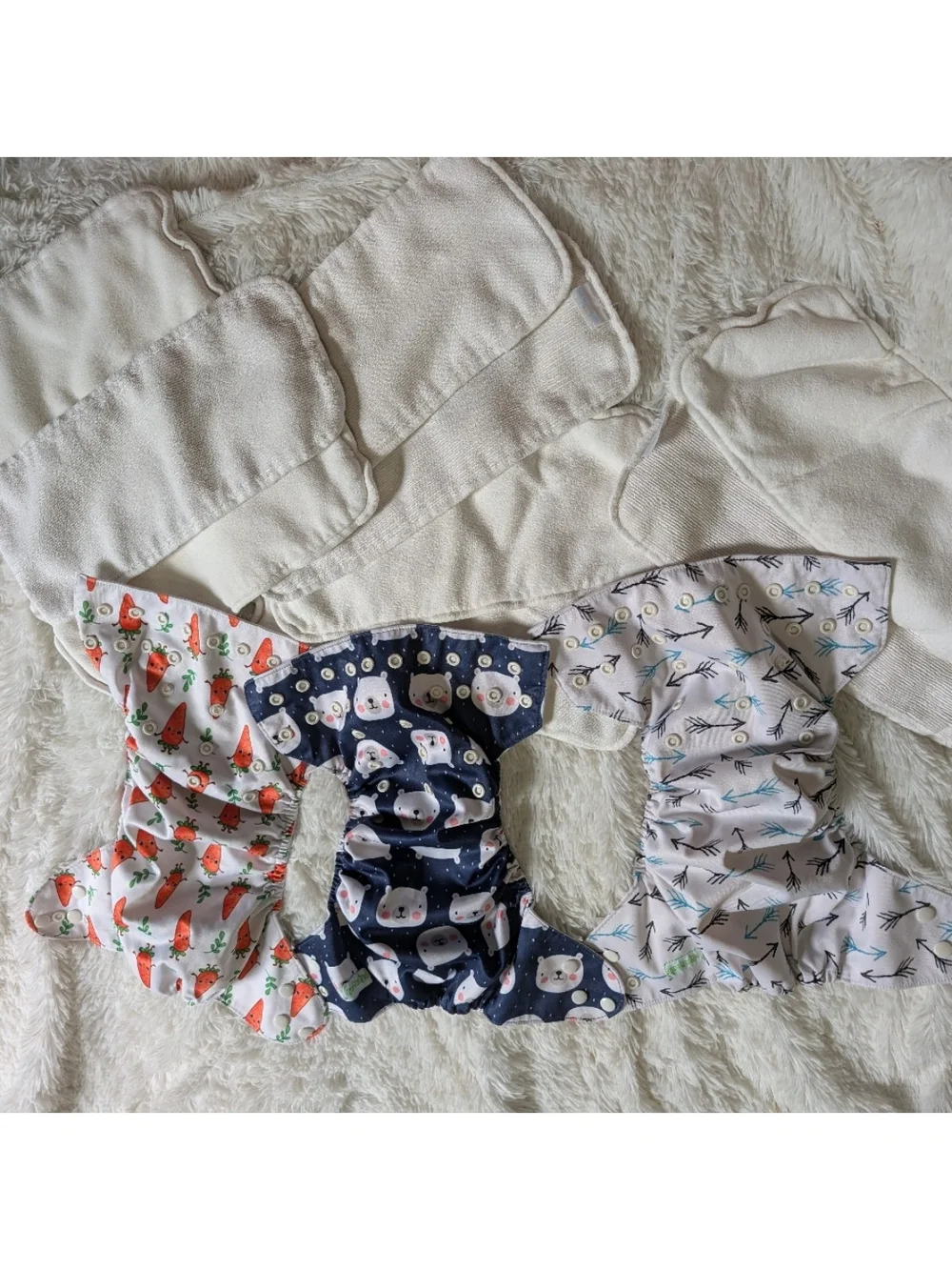 Wegreeco 3 Cloth Resuable Diaper Covers And 9 Baby Goal Diapers Inserts